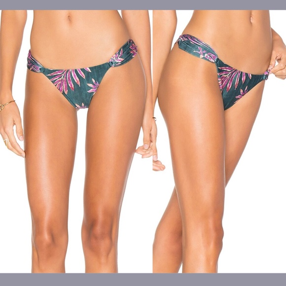 NEW ViX [ Small‎ ] Leaves Loop Bikini Bottom in Green/ Pink - Picture 1 of 12